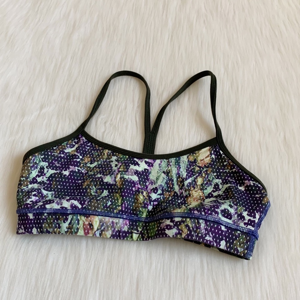Lululemon Flow Y Bra IV Floral Sport Gator Green - Picture 6 of 13